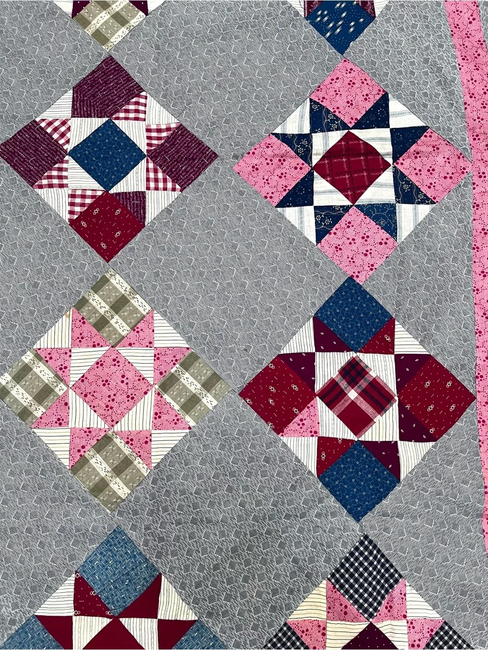 Antique 1890s Patchwork Quilt Top Nine Patch 78